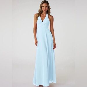 Azazie Sky Blue Tessie Halter Bridesmaid Dress